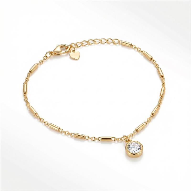 TORNOZELEIRA PONTO DE LUZ BANHADO OURO - CRISTAL