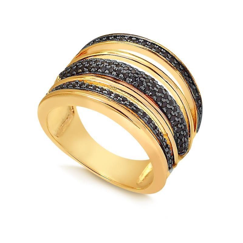 ANEL CRAVEJADO EM ZIRCÔNIA FOLHEADO A OURO