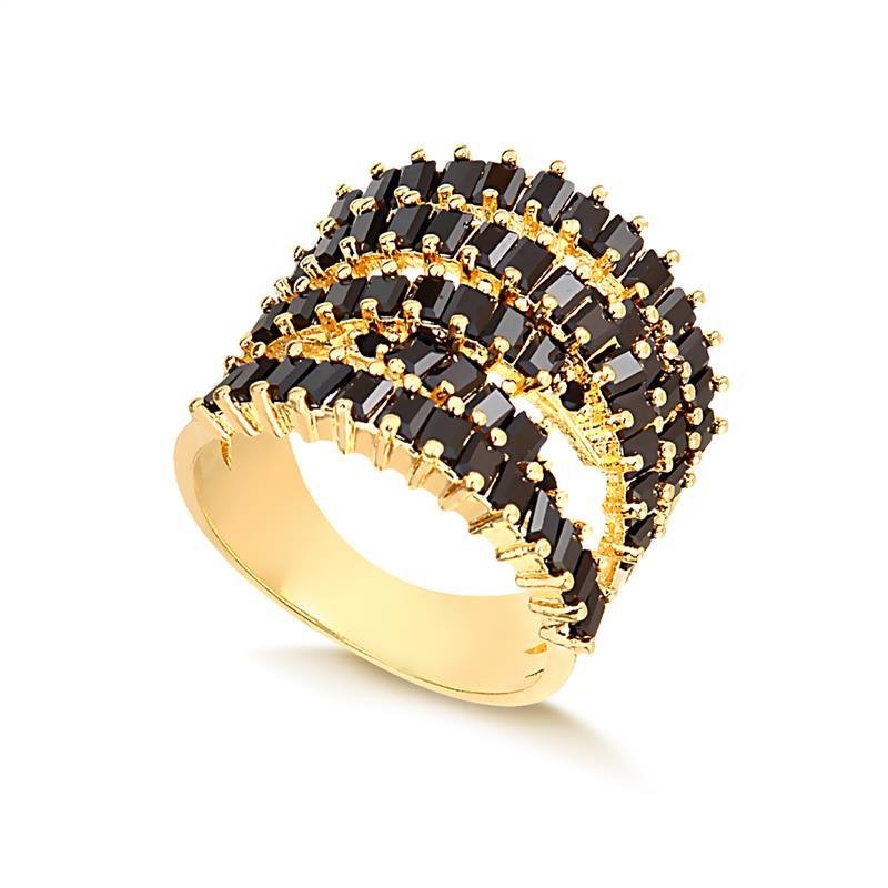 ANEL CRAVEJADO EM ZIRCÔNIAS FOLHEADO A OURO