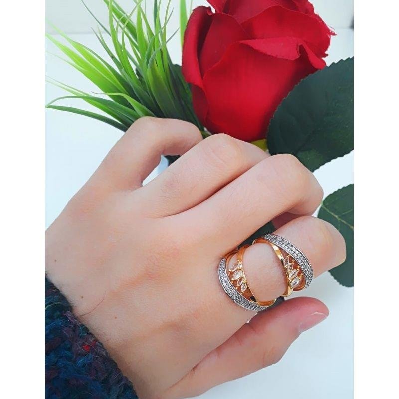 ANEL ABERTO COM ZIRCONIAS E RÓDIO BRANCO