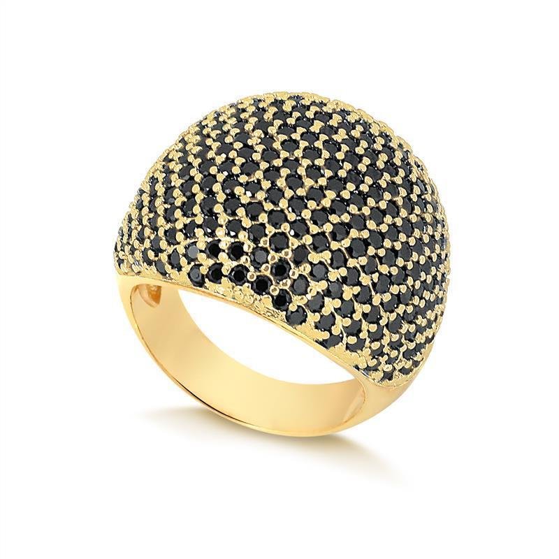 ANEL PAVÊ CRAVEJADO EM ZIRCÔNIAS FOLHEADO A OURO