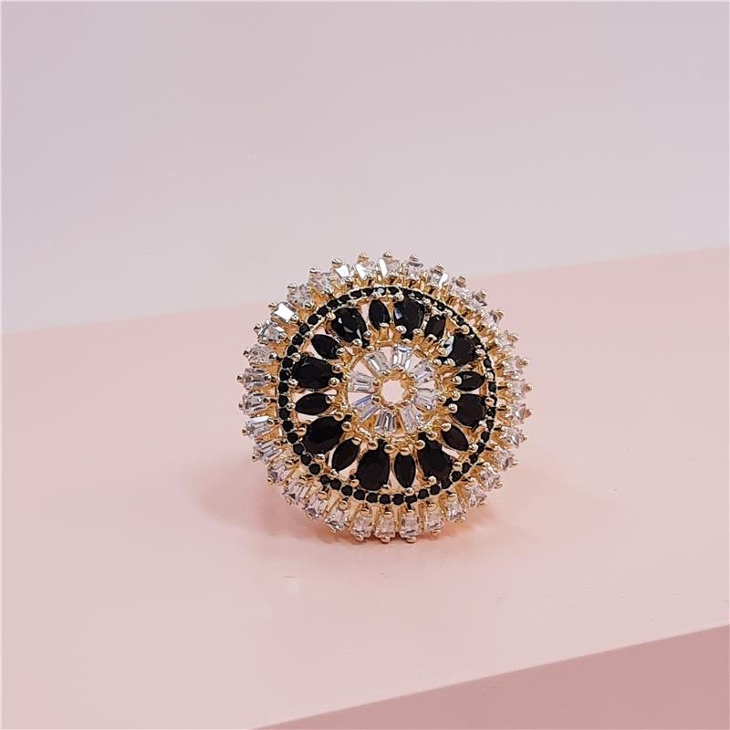 ANEL FOLHEADO OURO COM ZIRCONIAS 