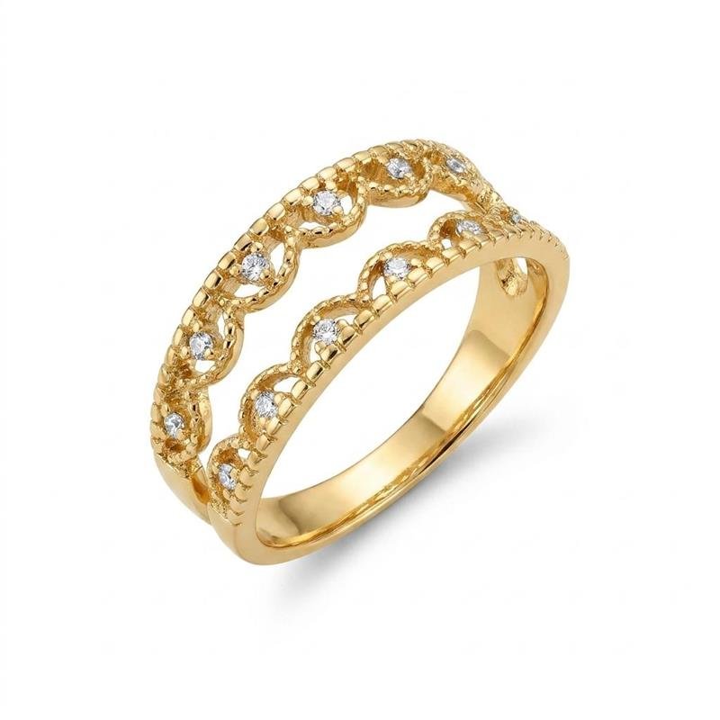 ANEL SIMPLES COM ZIRCÔNIA FOLHEADO OURO - CRISTAL
