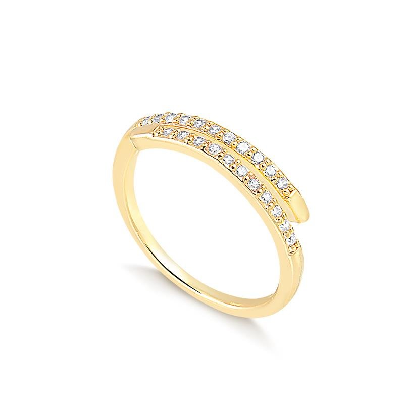 ANEL FILETE DE ZIRCONIA FOLHEADO OURO