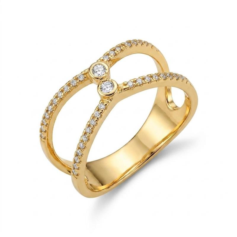 ANEL CRAVEJADO BANHADO OURO - CRISTAL
