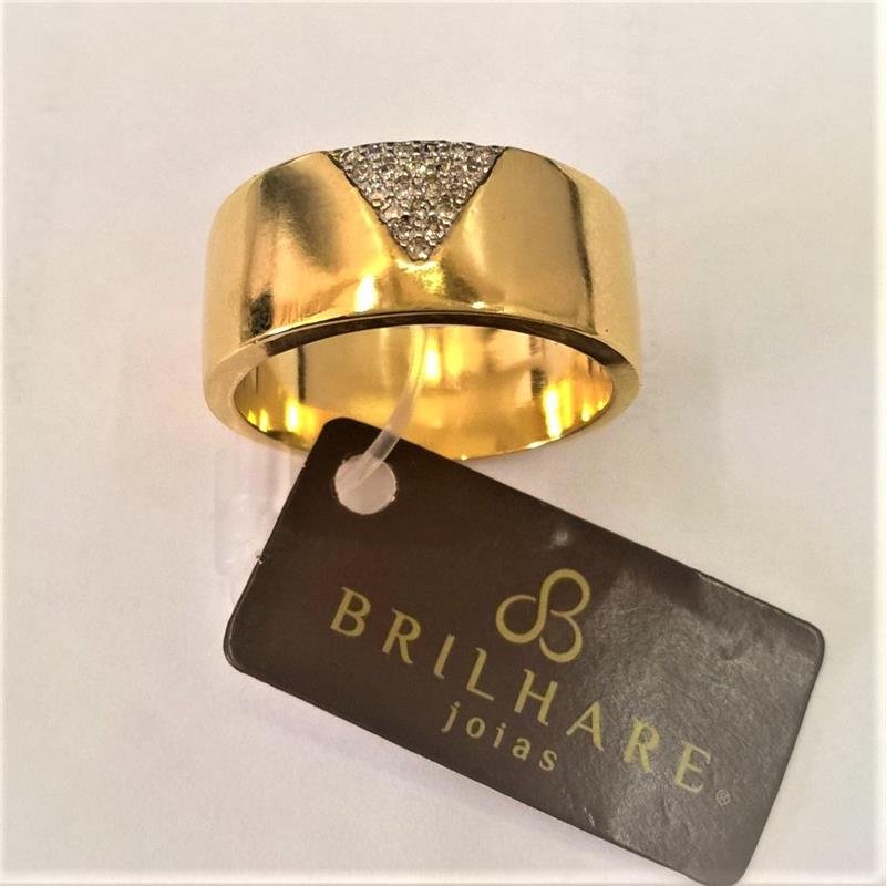 ANEL COM DETALHE DE TRIÂNGULO EM RÓDIO BRANCO