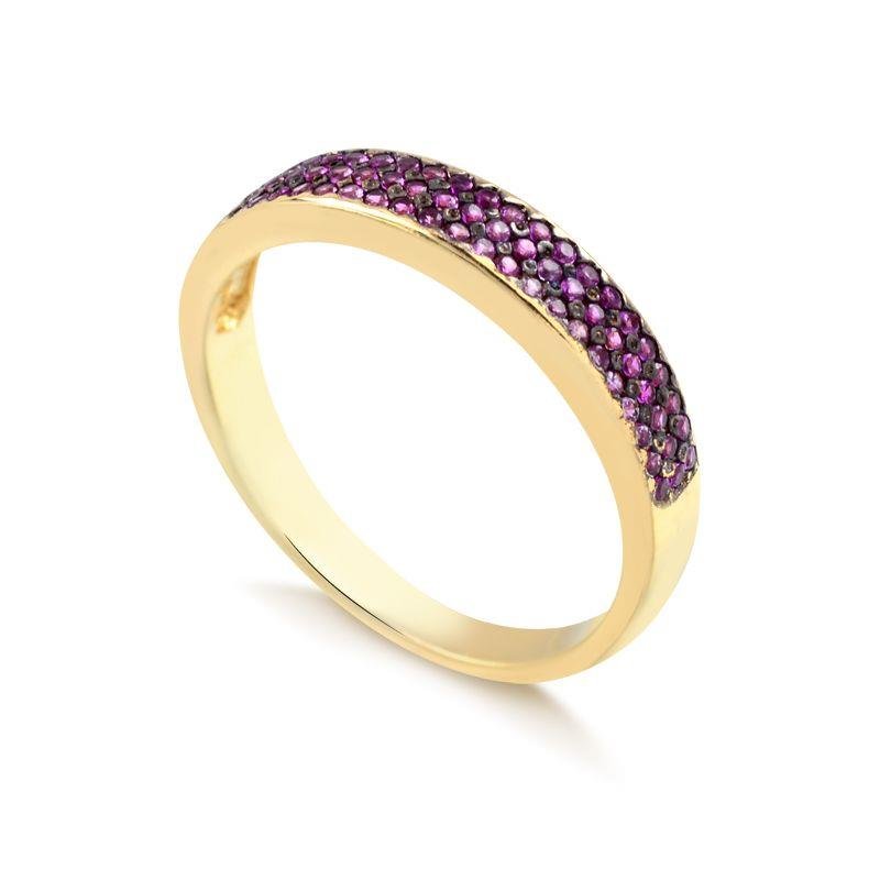 ANEL CRAVEJADO ZIRCONIA FOLHEADO OURO