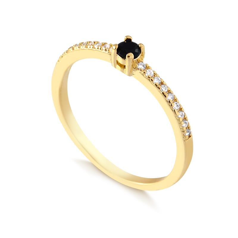 ANEL PONTO DE LUZ COM ZIRCONIA FOLH. OURO