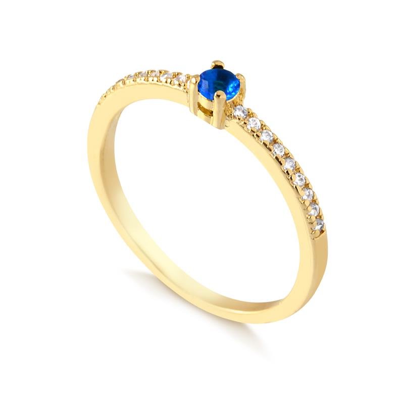 ANEL PONTO DE LUZ COM ZIRCONIA FOLH. OURO