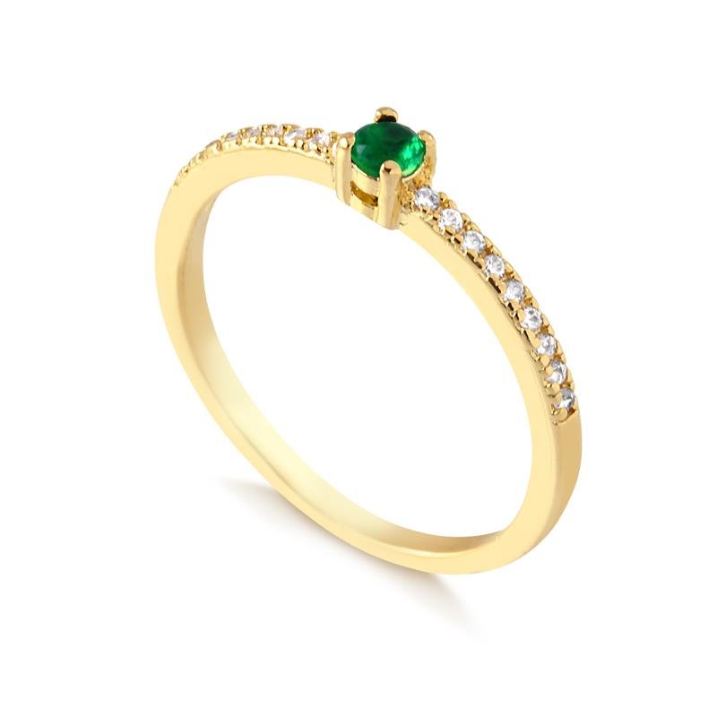 ANEL PONTO DE LUZ COM ZIRCONIA FOLH. OURO