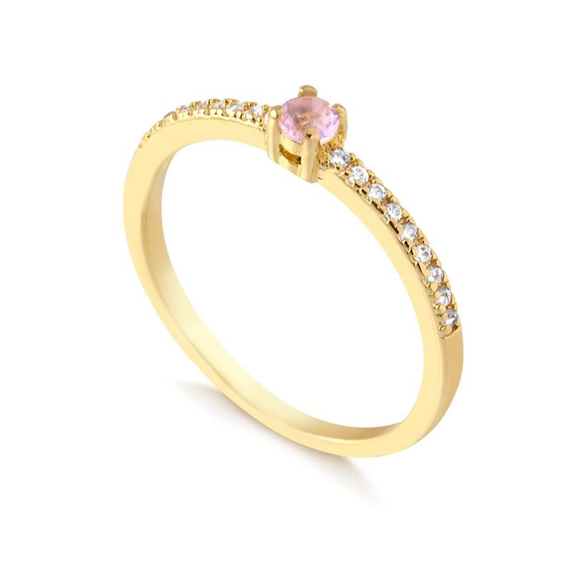 ANEL PONTO DE LUZ COM ZIRCONIA FOLH. OURO