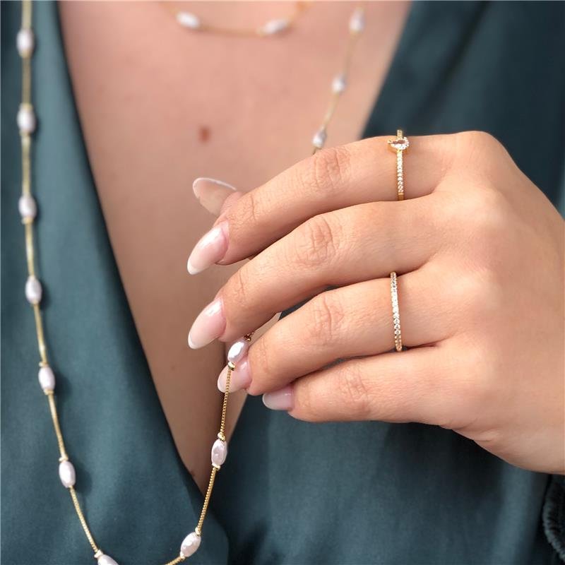 ANEL APARADOR DE ALIANÇA CRAVEJADO FOLH. OURO