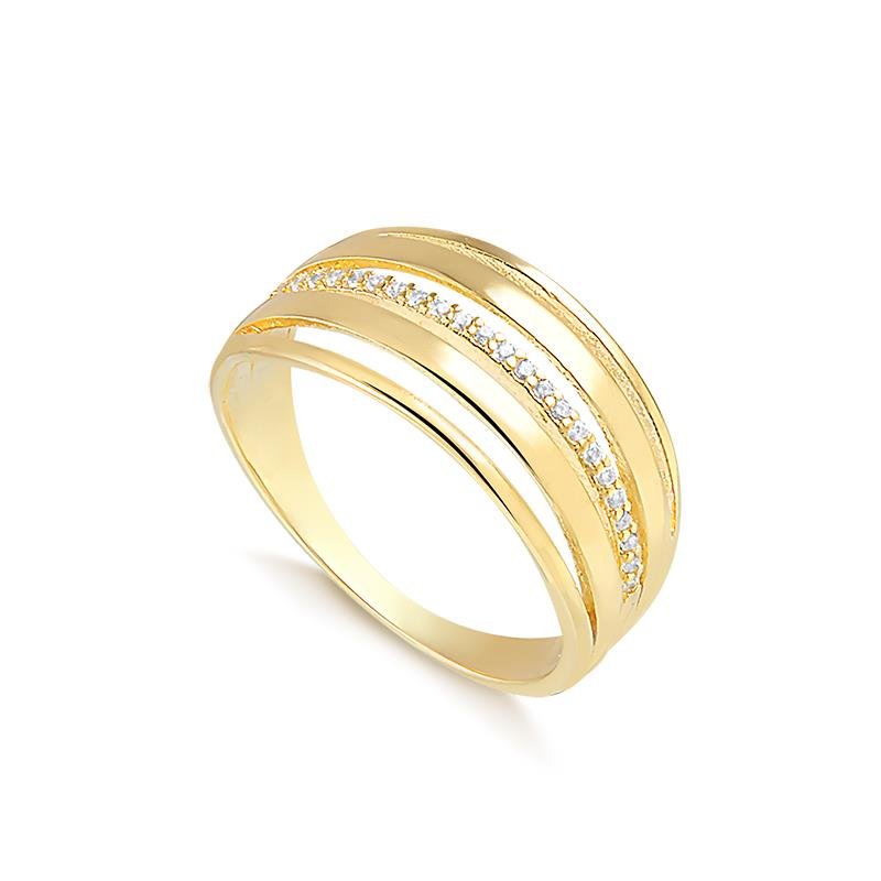 ANEL CRAVEJADO AROS BANHADO OURO - CRISTAL