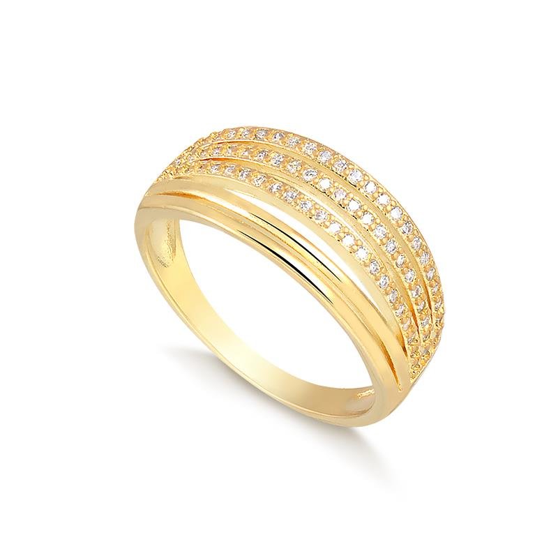 ANEL 5 ELOS BANHADO OURO - CRISTAL