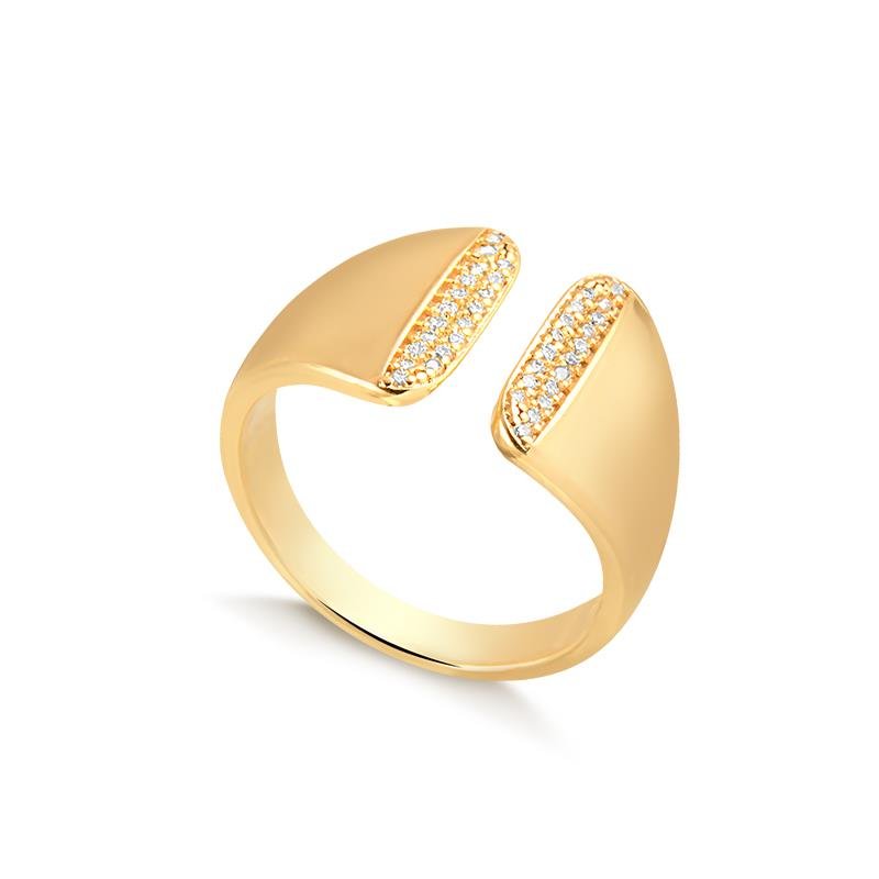 ANEL CRAVEJADO BANHADO OURO - CRISTAL