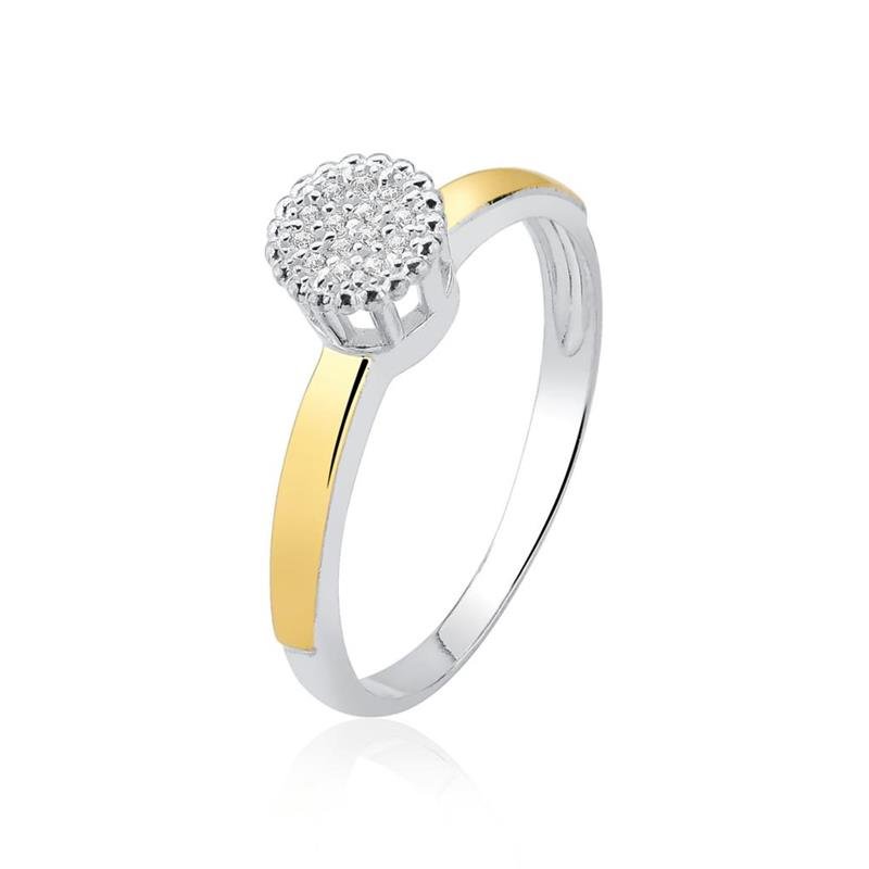 ANEL CHUVEIRINHO FILETE DE OURO 10K PRATA 925 - CRISTAL