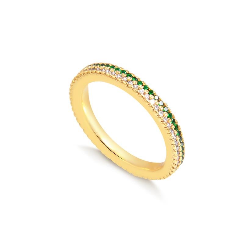 ANEL APARADOR CRAVEJADO BANHADO OURO - VERDE/CRISTAL