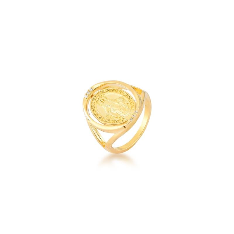 ANEL NOSSA SRA DAS GRAÇAS BANHADO OURO - CRISTAL