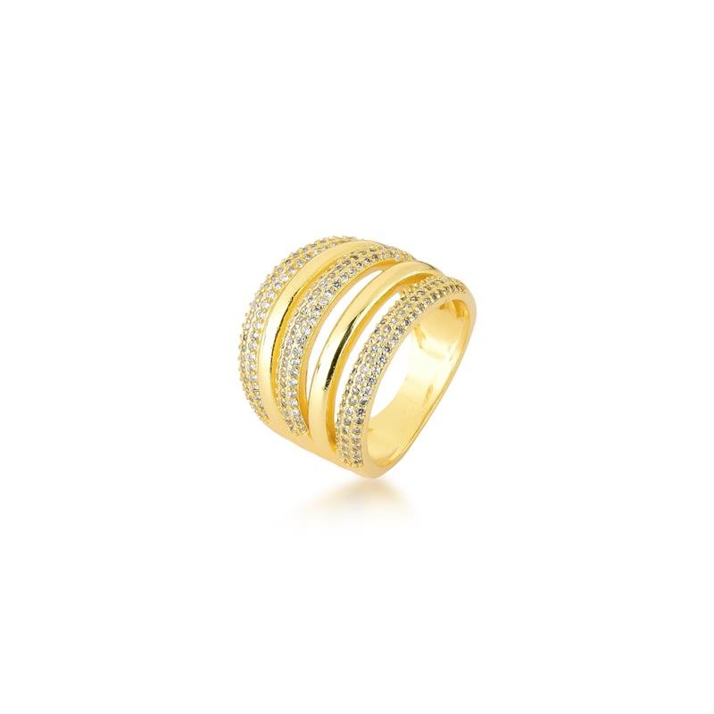 ANEL 5 AROS BANHADO OURO - CRISTAL