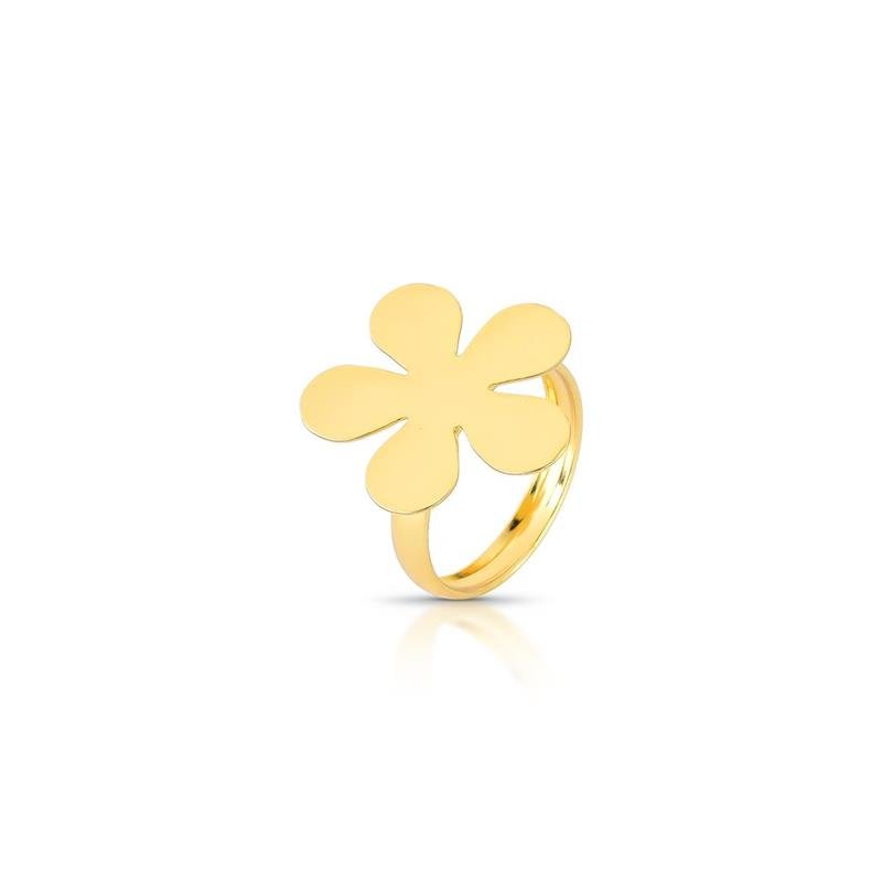 ANEL FLOR BANHADO OURO - .