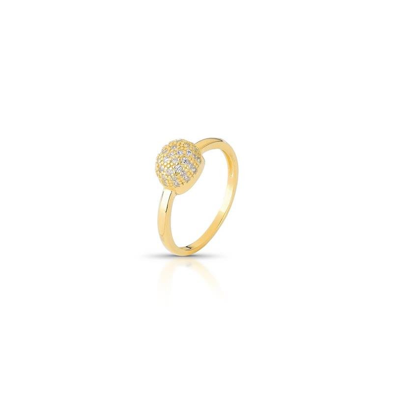 ANEL CRAVEJADO BANHADO OURO - CRISTAL