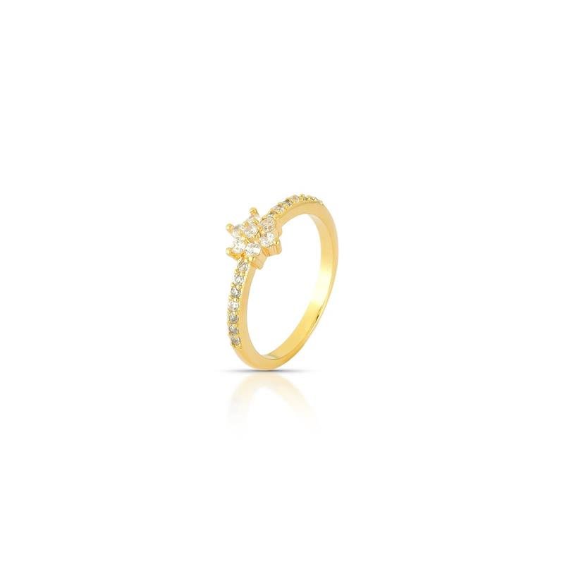 ANEL FLORZINHA CRAVEJADA BANHADO OUR - CRISTAL