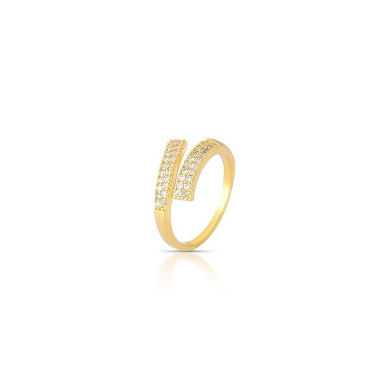 ANEL CRAVEJADO BANHADO OURO - CRISTAL