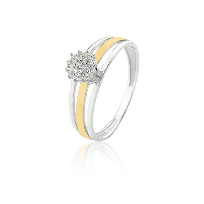 ANEL CRAVEJADO COM FILETE DE OURO 10K PRATA 925 - CRISTAL