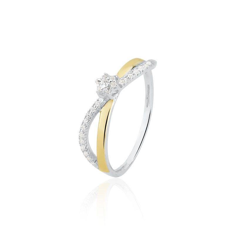 ANEL CRAVEJADO COM FILETE DE OURO 10K PRATA 925 - CRISTAL