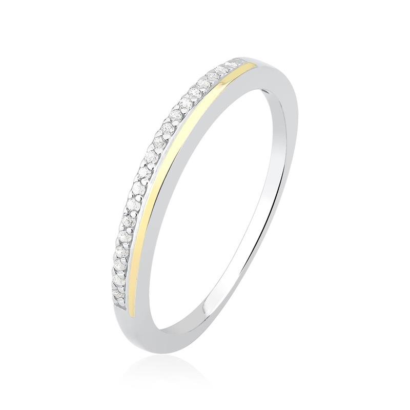 ANEL APARADOR CRAVEJADO COM FILETE DE OURO 10K PRATA 925 - CRISTAL