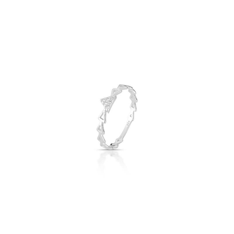 ANEL TRIANGULO PRATA 925 - CRISTAL