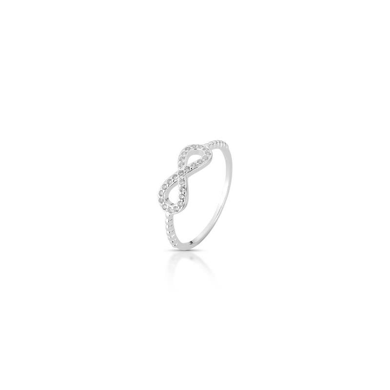 ANEL INFINITO CRAVEJADO PRATA 925 - CRISTAL