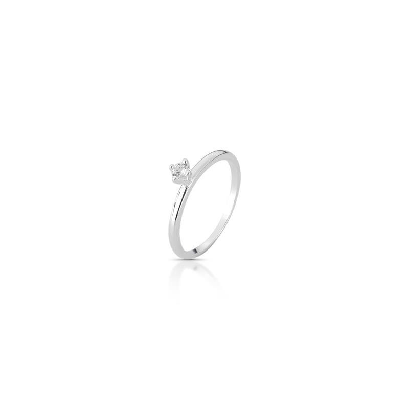 ANEL SOLITÁRIO PRATA 925 - CRISTAL