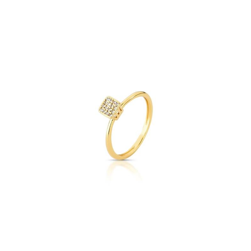 ANEL CHUVEIRINHO QUADRADO BANHADO OURO - CRISTAL