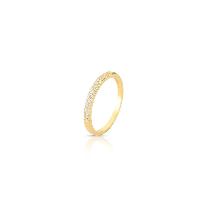 ANEL CRAVEJADO DUPLO BANHADO OURO - CRISTAL