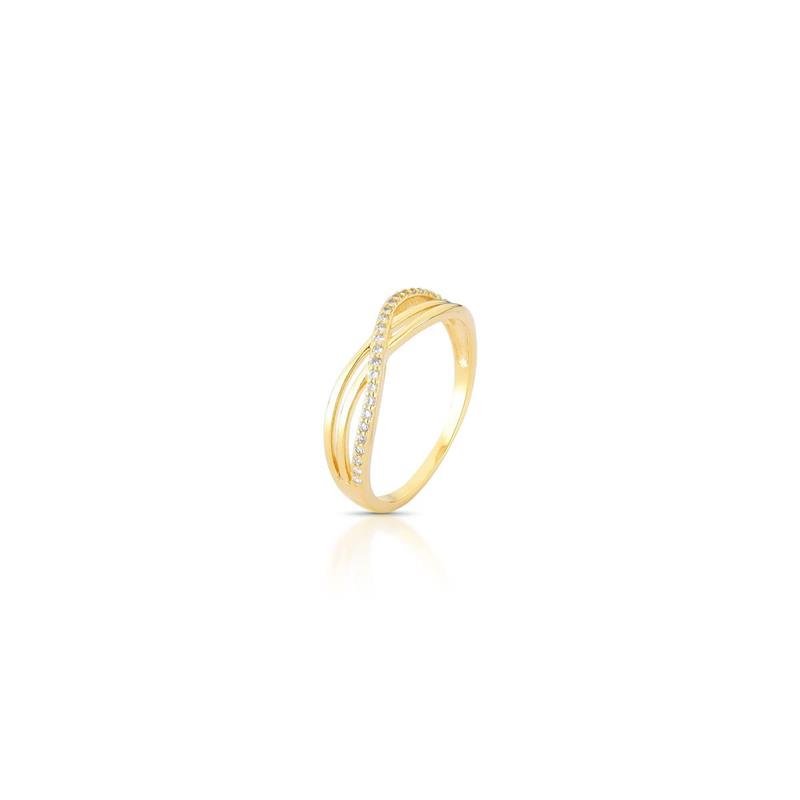 ANEL CRAVEJADO BANHADO OURO - CRISTAL