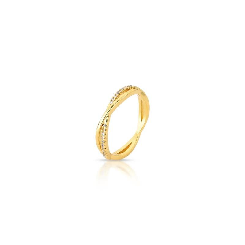 ANEL CRAVEJADO BANHADO OURO - CRISTAL