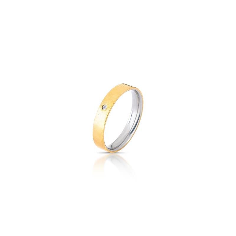 ALIANÇA RETA COM ZIRCONIA LIGA DE MOEDA /AÇO INOX - CRISTAL