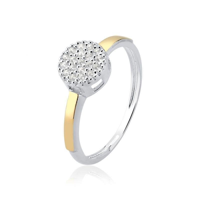 ANEL CHUVEIRINHO FILETE DE OURO 10K PRATA 925 - CRISTAL