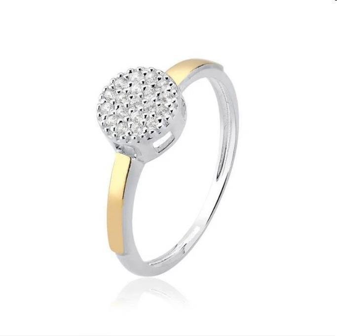 ANEL CHUVEIRINHO FILETE DE OURO 10K PRATA 925 - CRISTAL