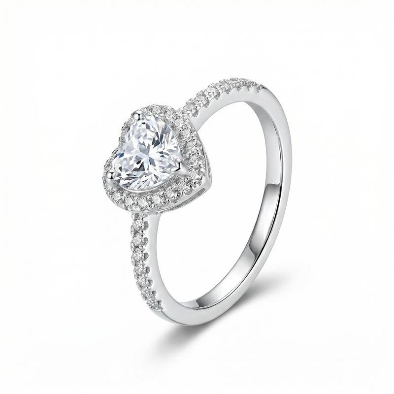 ANEL CORAÇÃO PRATA - CRISTAL