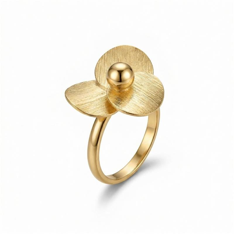 ANEL FLOR BANHADO OURO - .