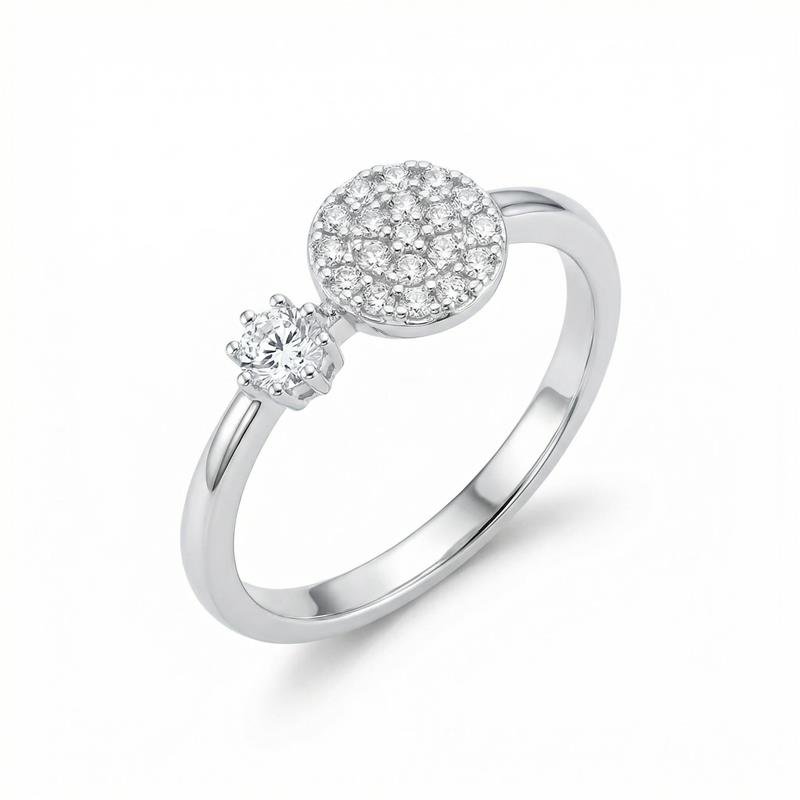 ANEL CRAVEJADO PRATA - CRISTAL