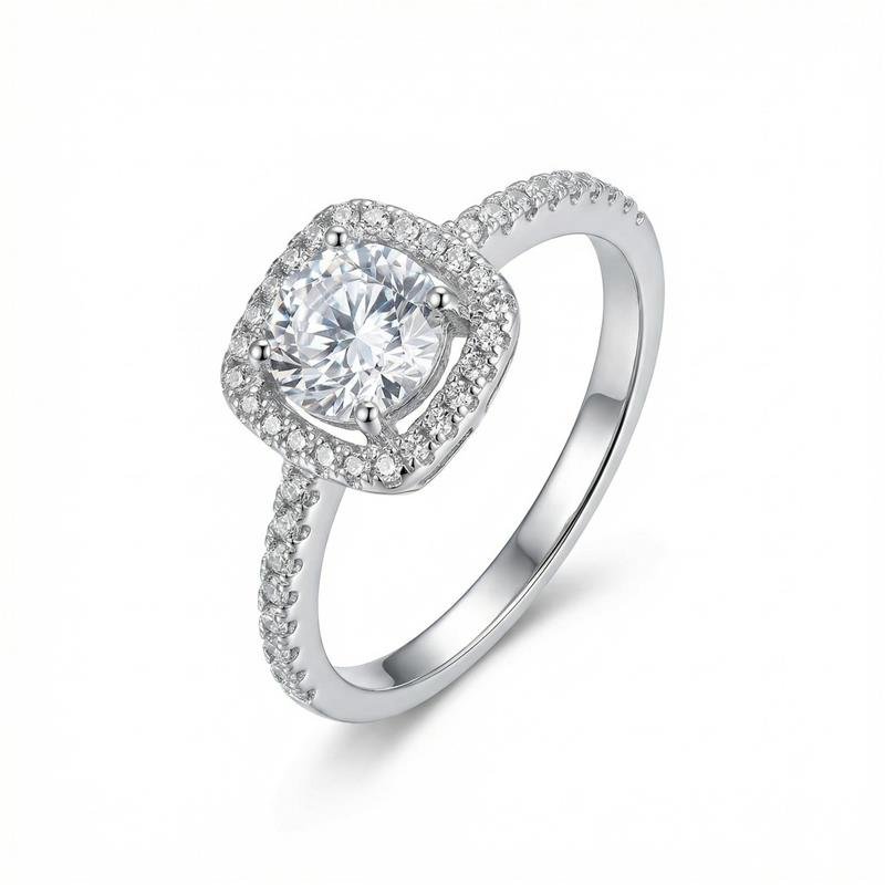 ANEL ZIRCONIA QUADRADA PRATA - CRISTAL