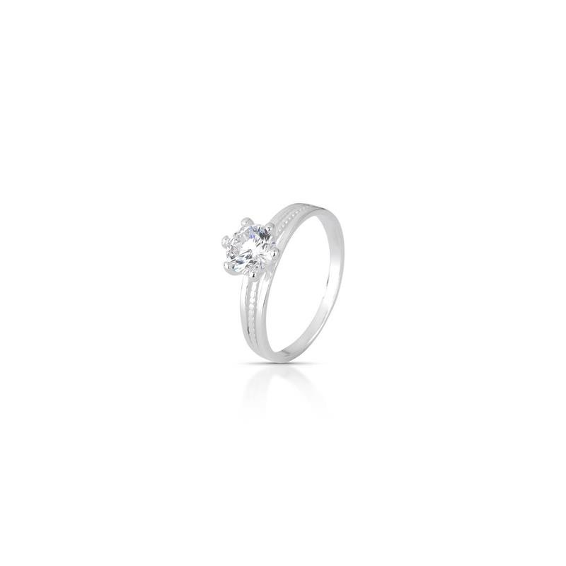 ANEL SOLITÁRIO PRATA 925 - CRISTAL