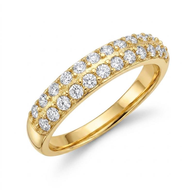 ANEL MEIA ALIANÇA CRAVEJADA BANHADO OURO - CRISTAL