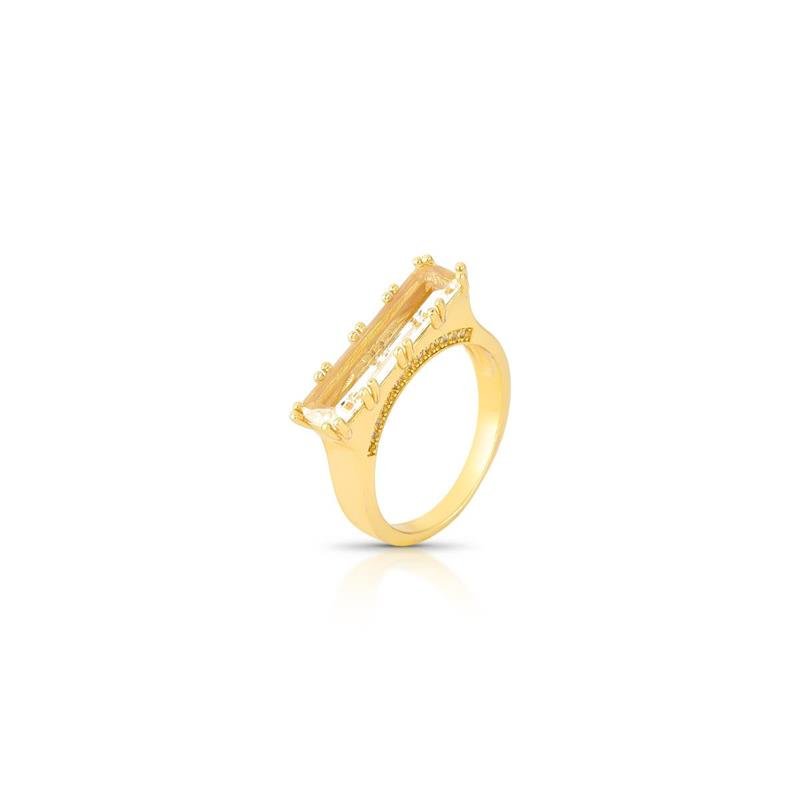 ANEL PEDRA BANHADO OURO - CRISTAL