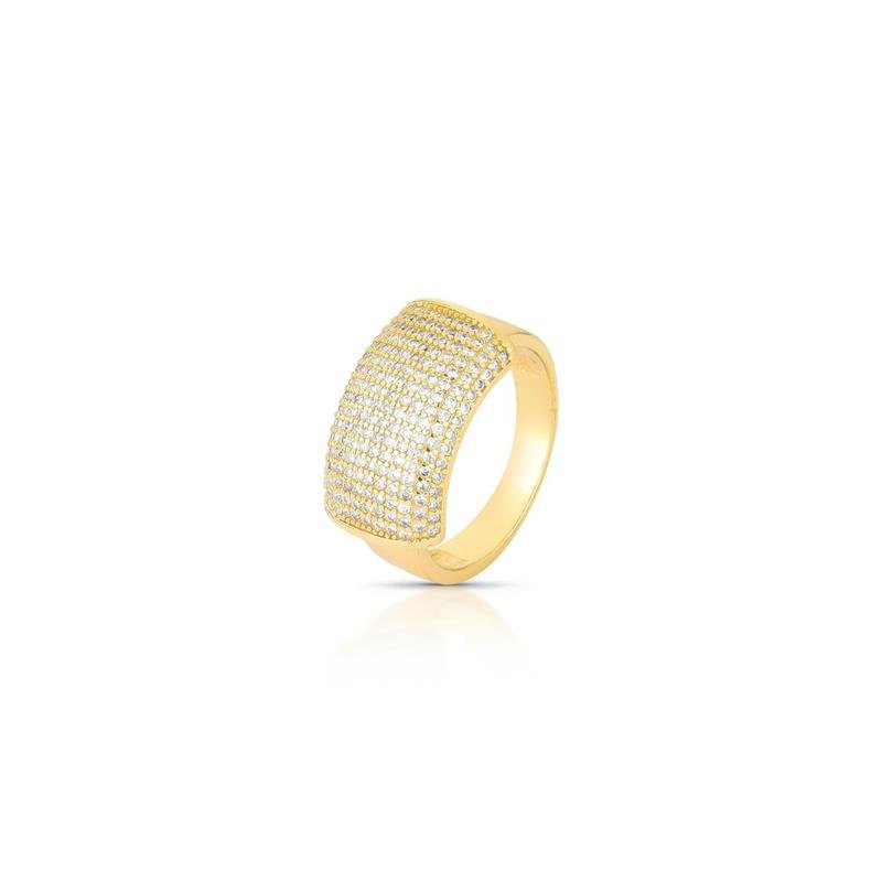 ANEL CRAVEJADO BANHADO OURO - CRISTAL