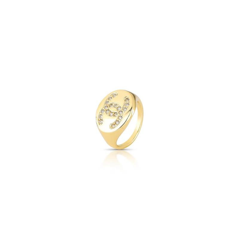 ANEL MINDINHO CRAVEJADO BANHADO OURO - CRISTAL