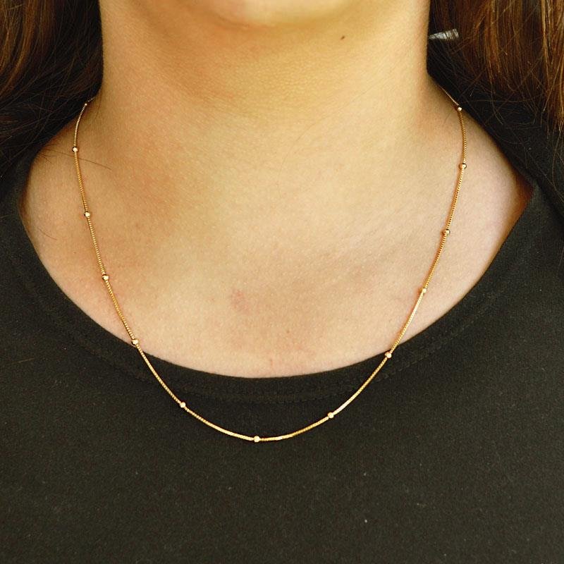 COLAR VENEZIANA CO0M BOLINHAS FOLHEADO OURO